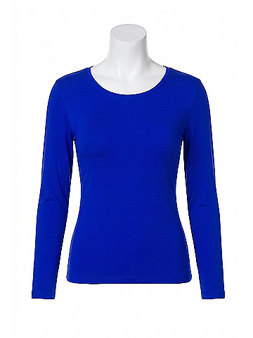 Angel Apparel Long Sleeve Scoop Neck Tee in Cobalt (view 1)