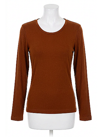 Angel Apparel Long Sleeve Scoop Neck Tee in Cognac (view 1)