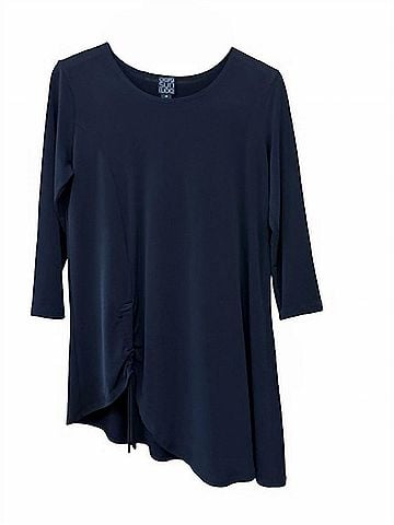 Clara Sun Woo Women's Three-Quarter Sleeves Scoopneck Tunic in Black (view 2)