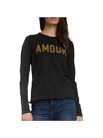 Elan Nina Amour Long Sleeve Shirt in Faded Black (view 2)
