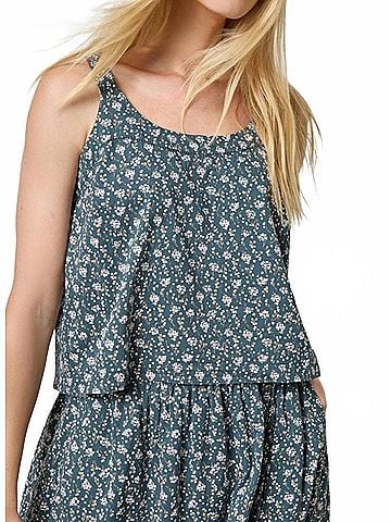 Lilla P Button Back Tank Top in Orchid Print (view 2)