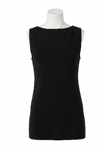 White + Warren Superfine Organic Cotton Tunic Top in Black (view 1)