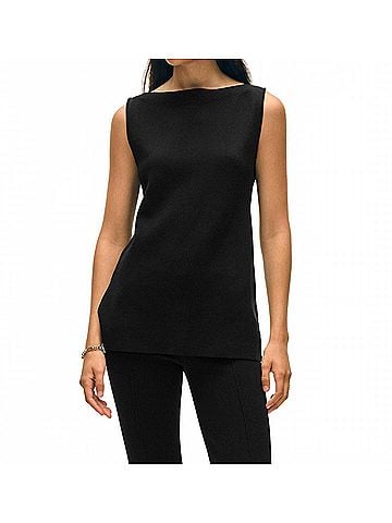 White + Warren Superfine Organic Cotton Tunic Top in Black (view 2)