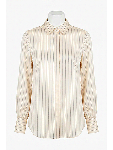 French Connection Satin Pinstripe Blouse in White (view 1)