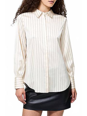 French Connection Satin Pinstripe Blouse in White (view 2)