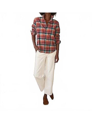 Frank & Eileen Eileen Relaxed Button Up Shirt in Wine/Green Plaid (view 2)