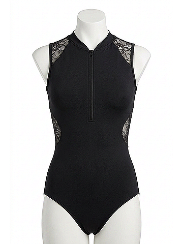 Bloch Harper Zip Front Leotard in Black (view 1)