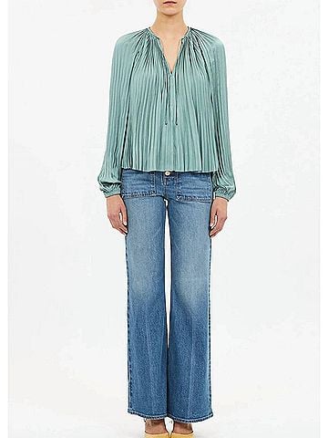 Ulla Johnson Electra Long Sleeve Blouse in Sea Glass (view 2)