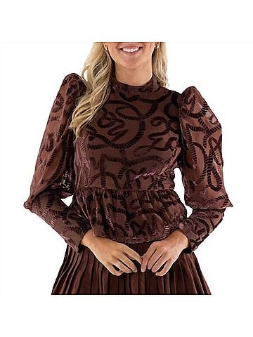 Emily McCarthy Women's Velvet Burnout Top in Rope (view 2)