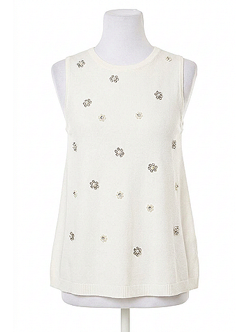 Pinch Rhinestone Knit Top in Cream (view 1)