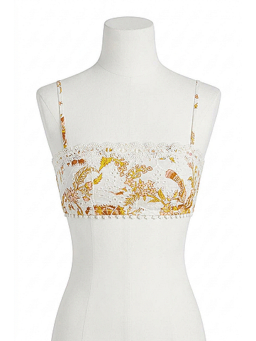 Hemant & Nandita Tora Bandeau Square Neck Top in Off White (view 1)