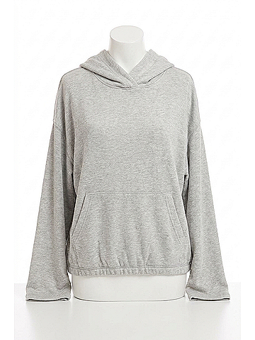 Fifteen Twenty Makenna Bubble Long Sleeve Sweatshirt in Light Heather Grey (view 1)