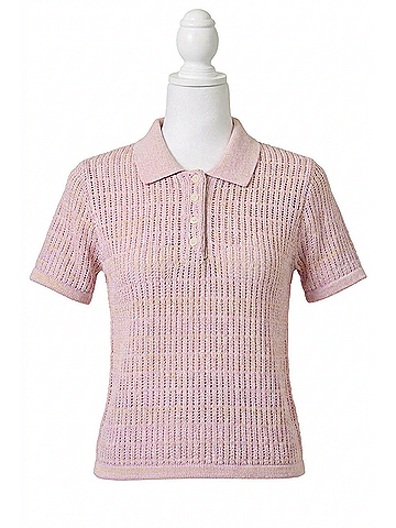 Mystree Perfect In Polo Sweater Top in Powder Rose (view 1)