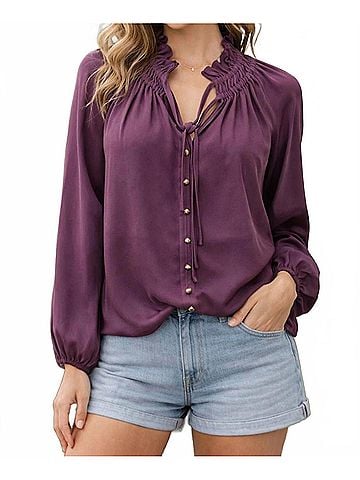 Joy Joy Peasant Blouse in Mulberry (view 2)