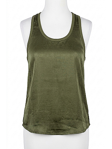 Bobi Racerback Silk Tank Top in Hunter Green (view 1)