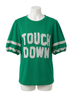 Bibi Graphic Green Gameday Theme Sleeve Touch Down Patchwork Top in Green Size L - photo 1
