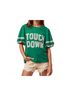 Bibi Graphic Green Gameday Theme Sleeve Touch Down Patchwork Top in Green Size L - photo 2