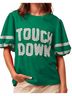 Bibi Graphic Green Gameday Theme Sleeve Touch Down Patchwork Top in Green Size M - photo 3
