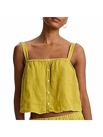 Velvet by Graham & Spencer Quin Linen Top in Dandelion (view 2)