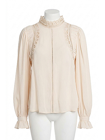 Love The Label Fiona Lace Long Sleeve Top in Ivory (view 1)