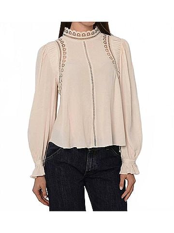 Love The Label Fiona Lace Long Sleeve Top in Ivory (view 2)