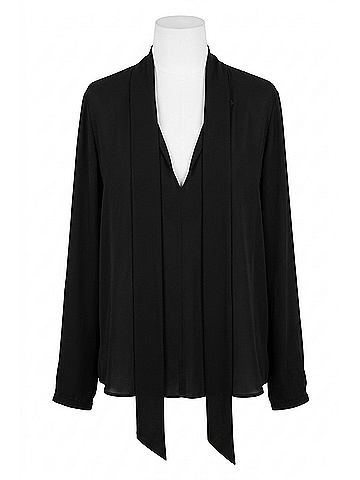 Alexis Women's Eston Tie Neckline Top in Black (view 1)
