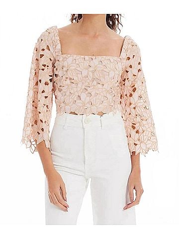 Allison Poppy Crop Top in Blush (view 2)