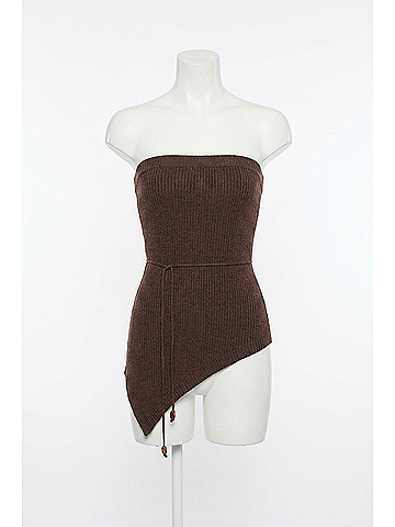 Minkpink Keani Strapless Knit Top in Chocolate Brown (view 1)