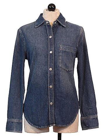 DL1961 Women's Ines Shirt Top in Lapis (view 2)
