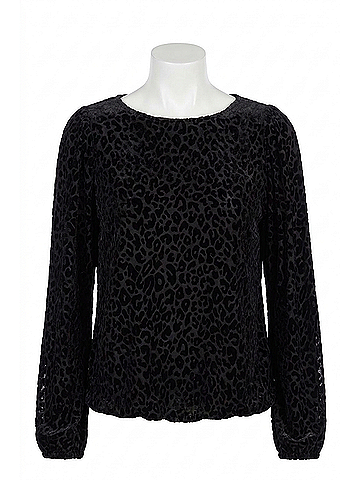 Karen Kane Blouson Sleeve Velvet Burnout Boatneck Top - Petite Petite in Leopard (view 1)