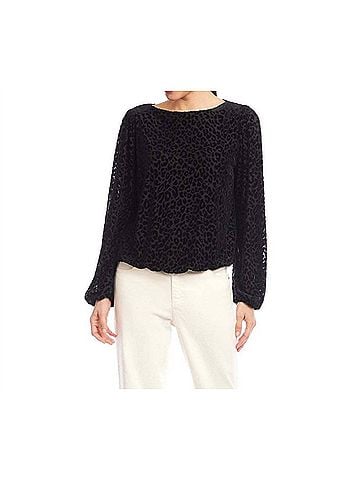 Karen Kane Blouson Sleeve Velvet Burnout Boatneck Top - Petite Petite in Leopard (view 2)
