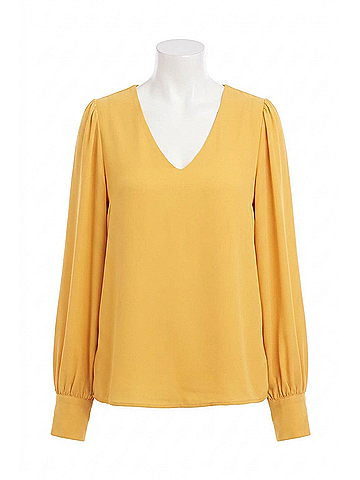 Karen Kane Puff Sleeve V-Neck Top in Gold (view 1)