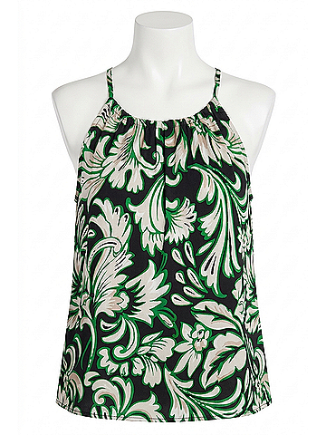 Karen Kane Baya Border Print Tank Top in Green Multi (view 1)
