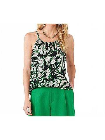 Karen Kane Baya Border Print Tank Top in Green Multi (view 2)