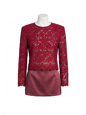 Self-Portrait Lace Crystal Trim Top in Burgundy (view 1)