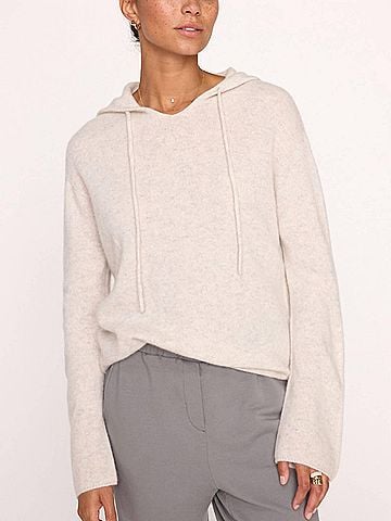 Brochu Walker Cashmere Seamless Hoodie in Mist Melange (view 2)