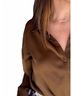 Glam Solid Brown Maple Leaf Blouse in Brown Size M - photo 4