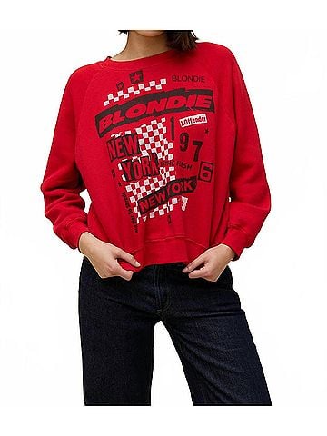 Day Dreamer Blondie Self-Titled Shrunken Raglan Sweatshirt in Ruby Red (view 2)