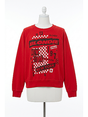 Day Dreamer Blondie Self-Titled Shrunken Raglan Sweatshirt in Ruby Red (view 1)