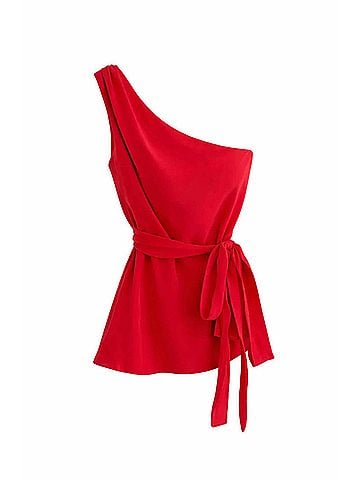 Nude Lucy Amaya Cupro Tie Top in Red (view 1)