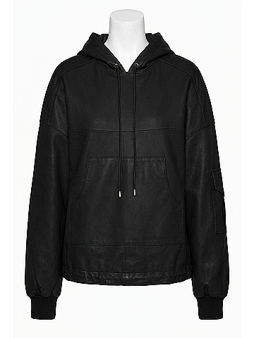 Nicole Miller Leather Space Hoodie in Black (view 1)