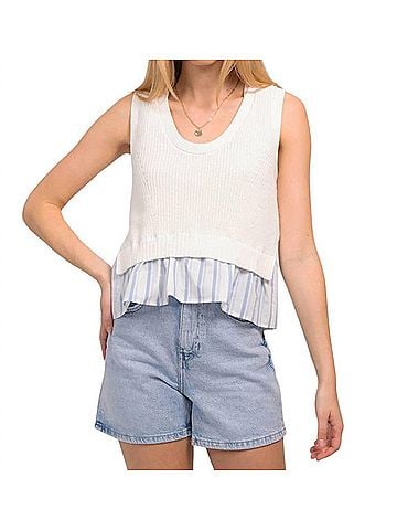 Central Park West Rae Twofer Tank Top in White (view 2)