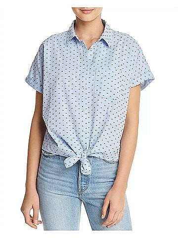 DL1961 Chrystie Top in Blue Dotted (view 2)