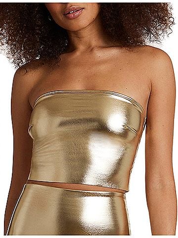Commando Faux Leather Tube Top in Gold Leaf (view 2)