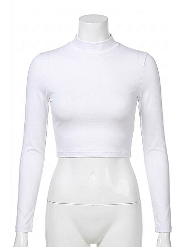 Nikibiki Mock Neck Crop Top in White (view 1)