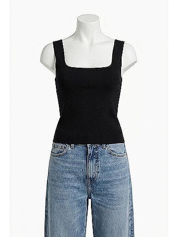 White + Warren Superfine Organic Cotton Tank in Black (view 1)