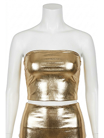 Commando Faux Leather Tube Top in Gold Leaf (view 1)