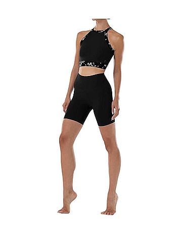 Bloch High Neck Crop Top in Black (view 2)