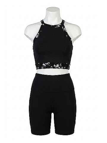 Bloch High Neck Crop Top in Black (view 1)