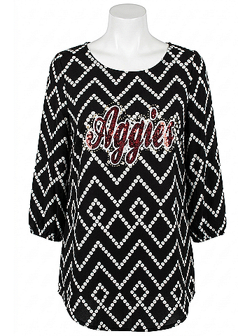 Gameday couture Texas A&M University Tunic in Black & White (view 1)